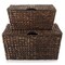 Casafield Water Hyacinth Storage Baskets with Tapered Bottoms and Lids, Multipurpose Organizers for Bedroom, Bathroom, Laundry, Home Office